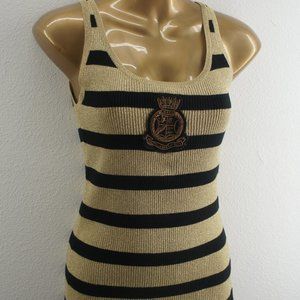 Ralph lauren stripe metallic sweater tank top logo size XS